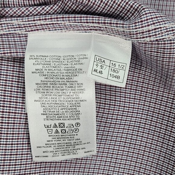 Brooks Brothers Regent Non-Iron Supima Button Up Plaid Shirt Men's Sz 16.5-34 - Picture 7 of 10